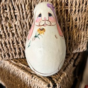 Vintage hand painted bunny gourd, Easter signed Jo Elyn